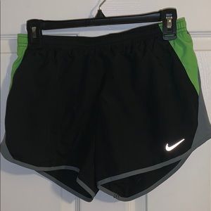 Black/green/gray Nike athletic shorts